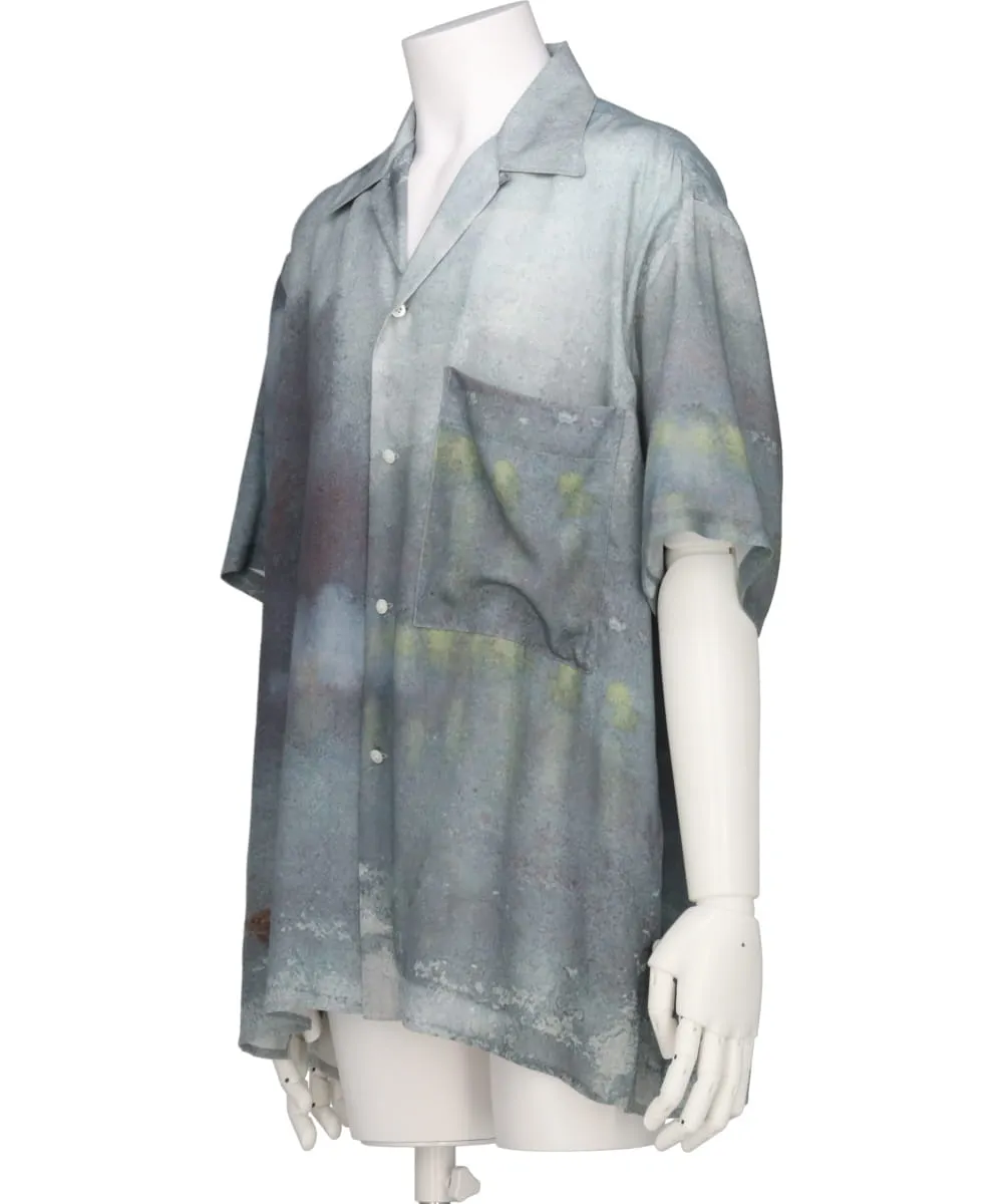 LANDSCAPE PRINTED OPEN COLLAR SHIRT