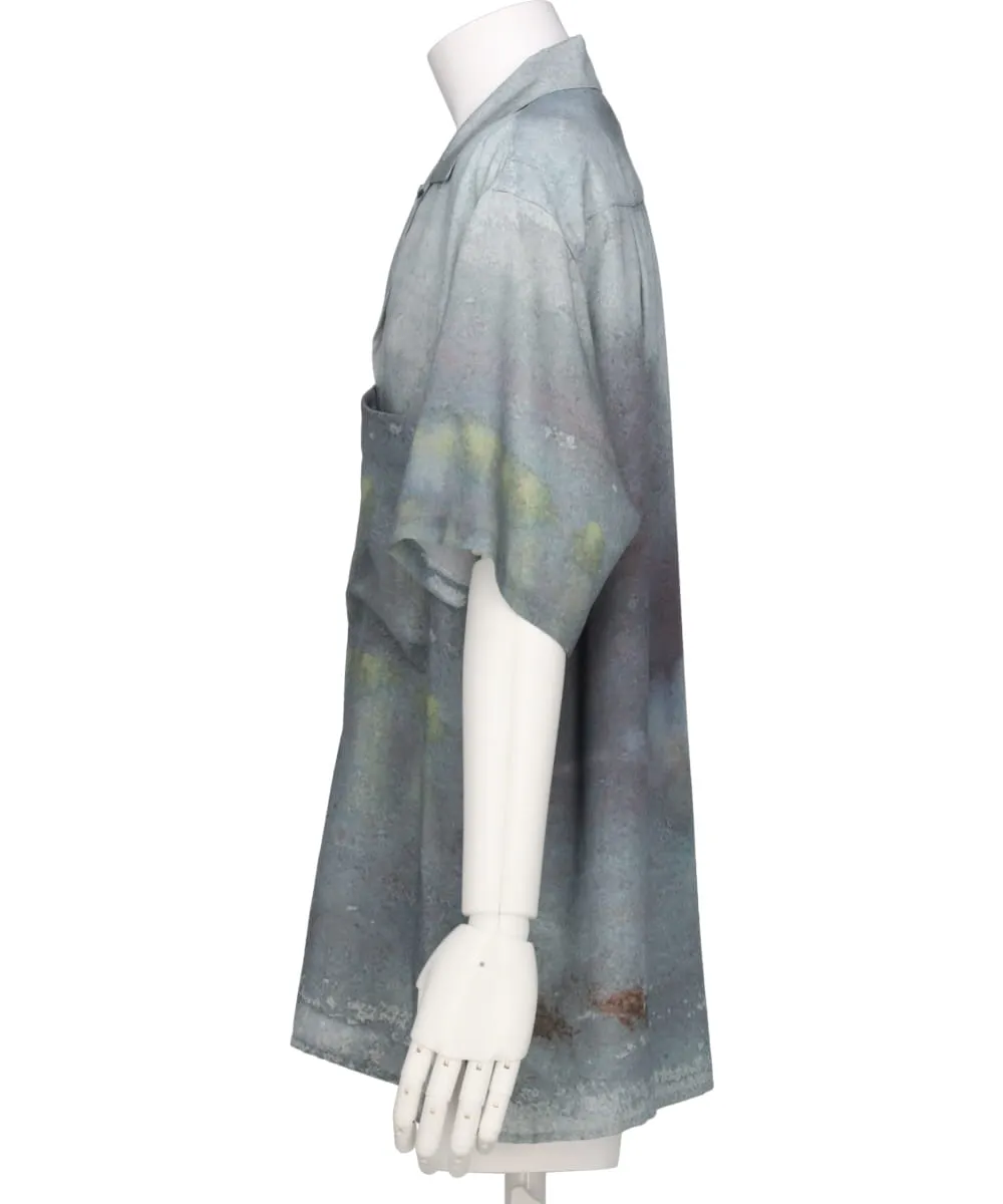 LANDSCAPE PRINTED OPEN COLLAR SHIRT