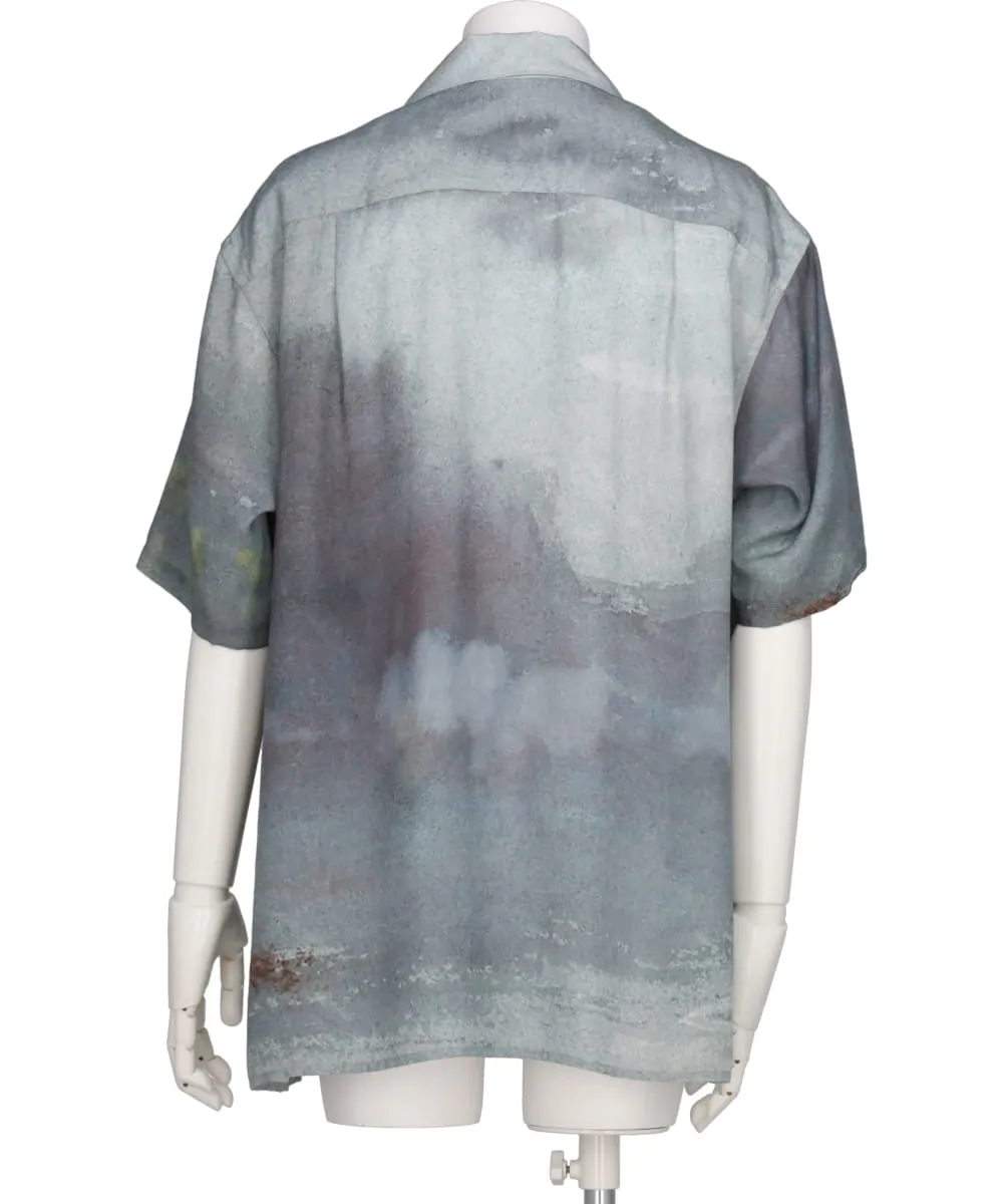 LANDSCAPE PRINTED OPEN COLLAR SHIRT
