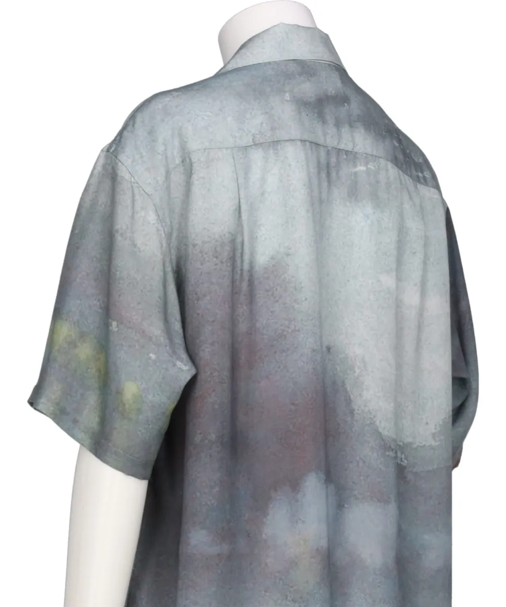LANDSCAPE PRINTED OPEN COLLAR SHIRT