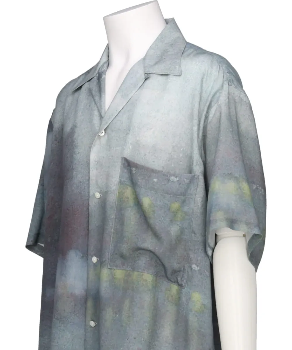 LANDSCAPE PRINTED OPEN COLLAR SHIRT
