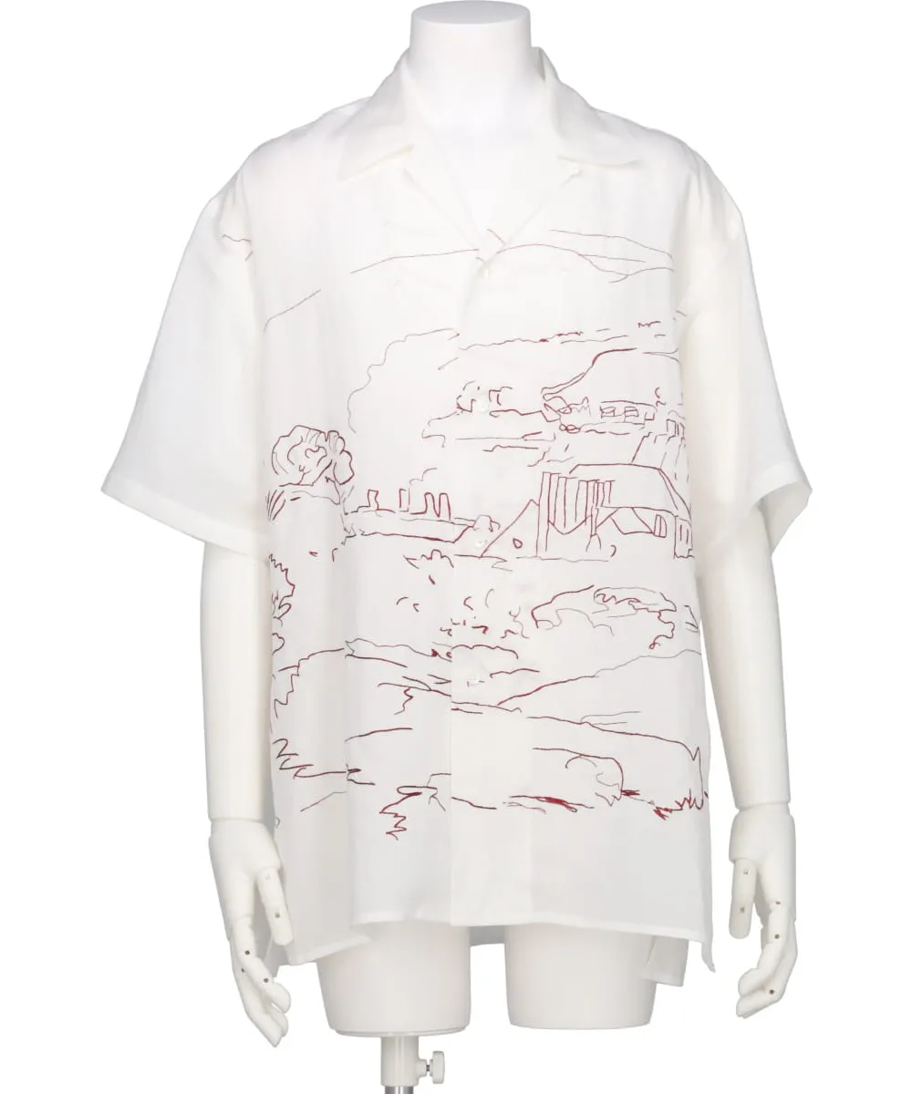 EMBROIDERY OPEN COLLAR SHIRT