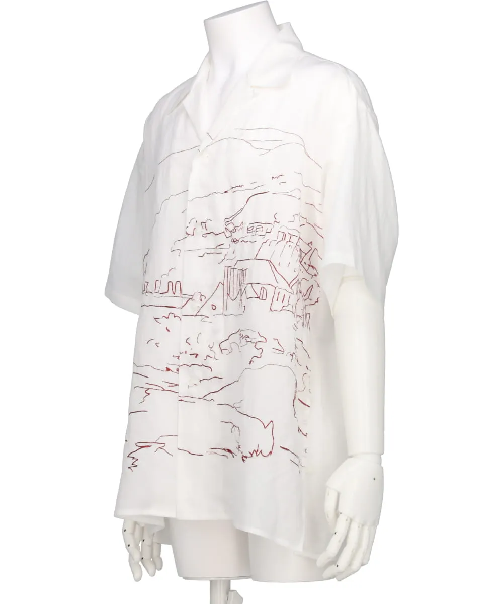 EMBROIDERY OPEN COLLAR SHIRT