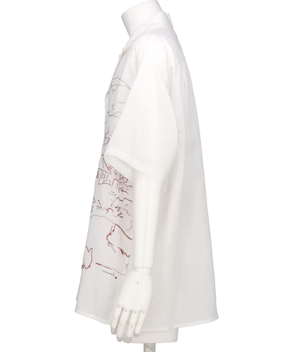 EMBROIDERY OPEN COLLAR SHIRT