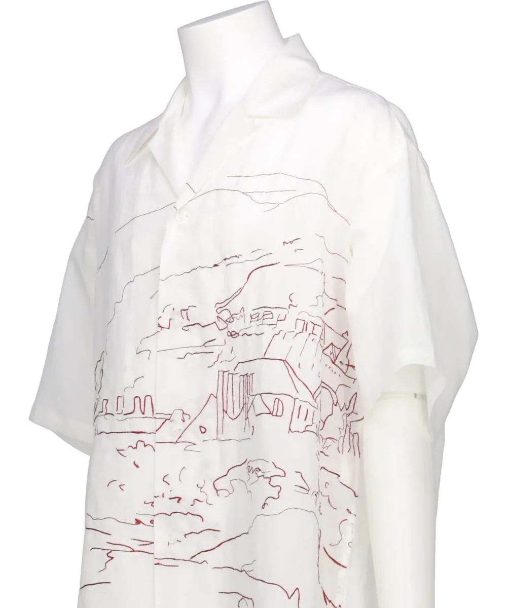 EMBROIDERY OPEN COLLAR SHIRT