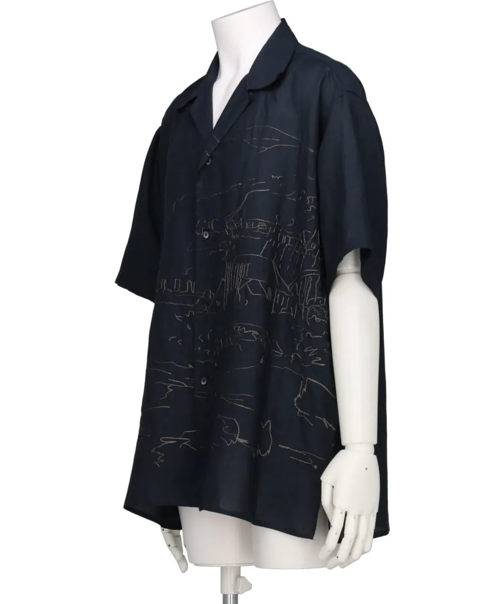EMBROIDERY OPEN COLLAR SHIRT