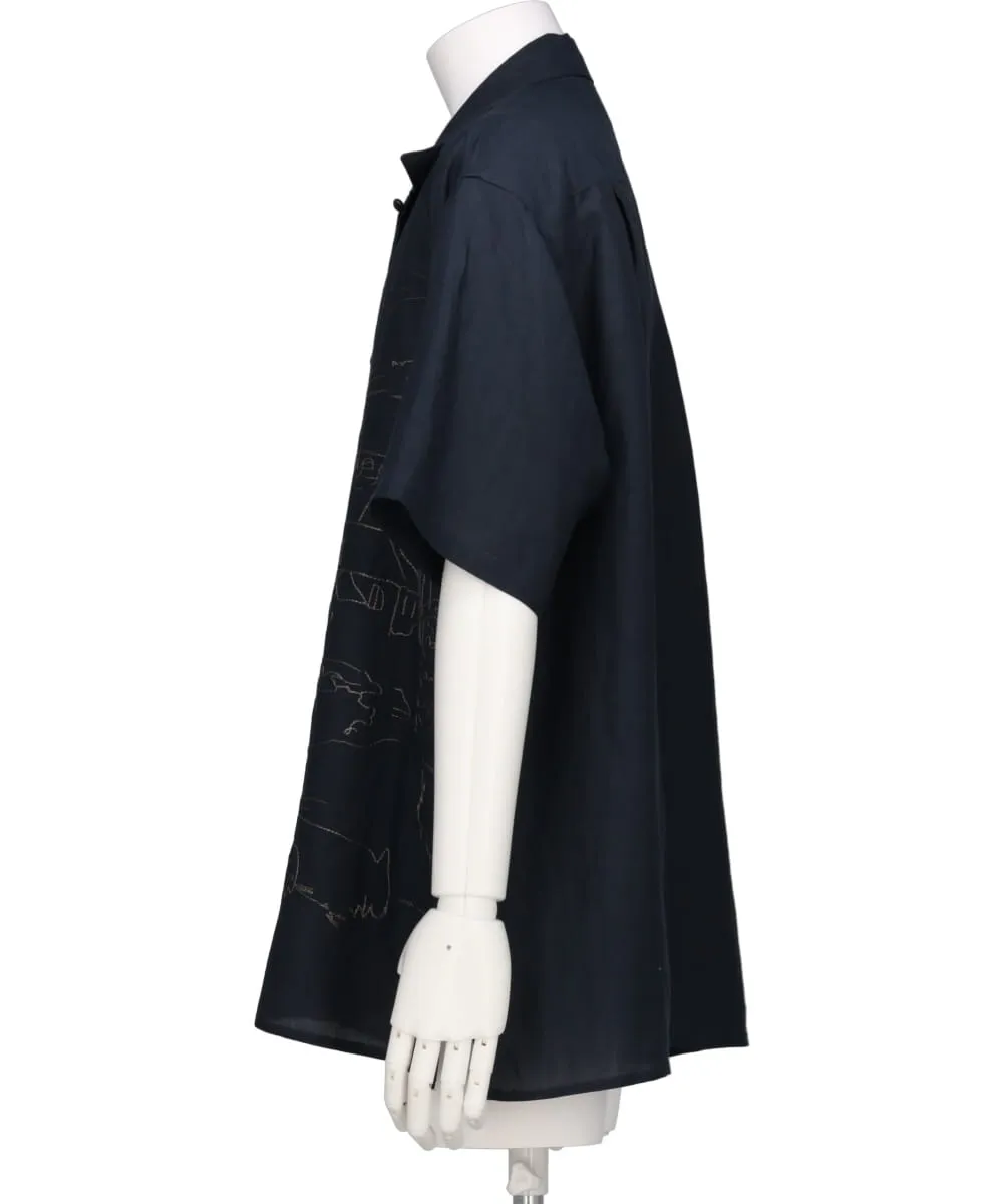 EMBROIDERY OPEN COLLAR SHIRT