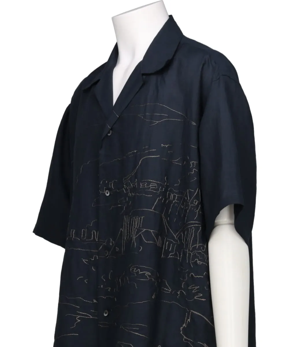 EMBROIDERY OPEN COLLAR SHIRT