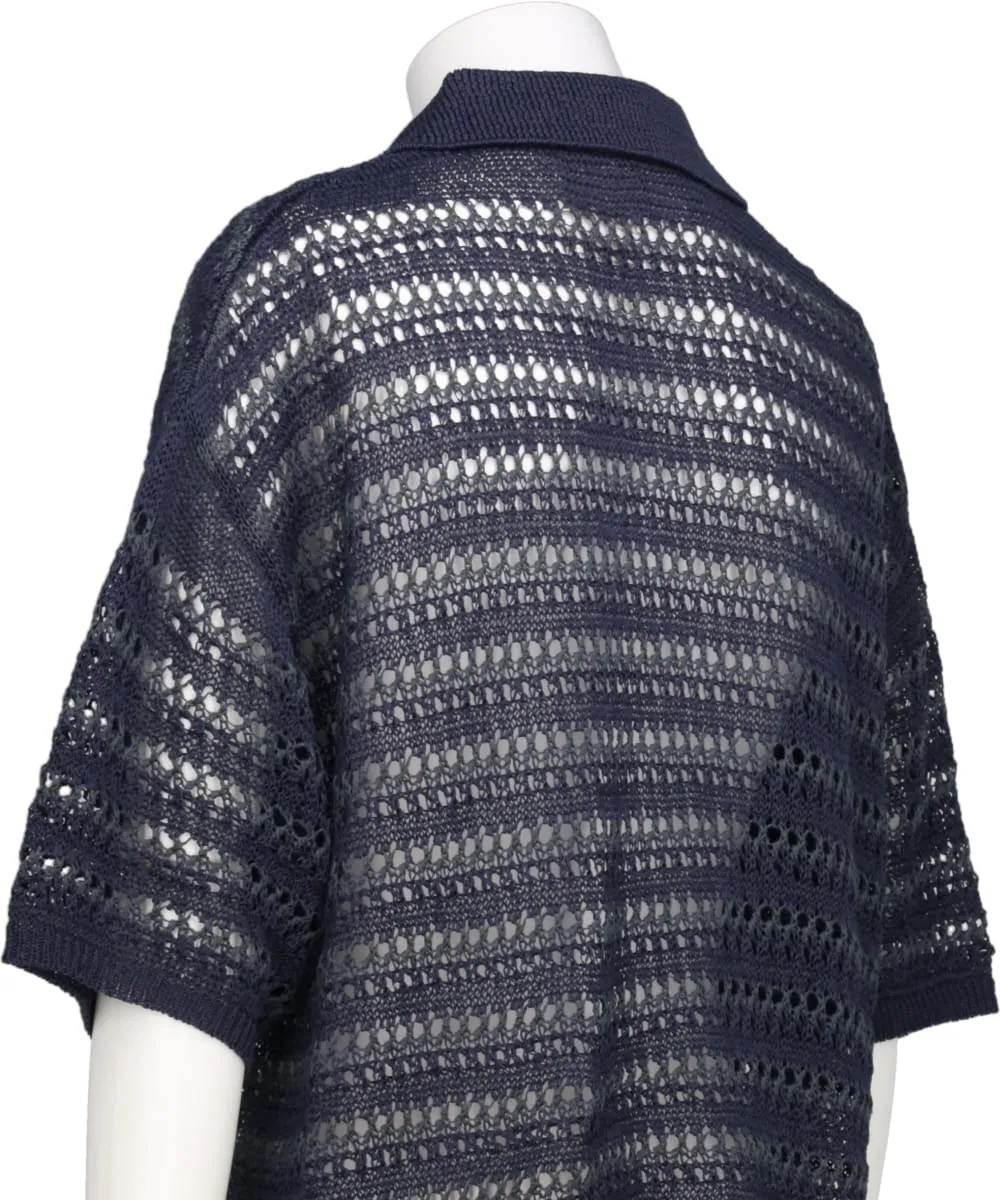 BORDER MESH KNIT SKIPPER POLO SHIRT