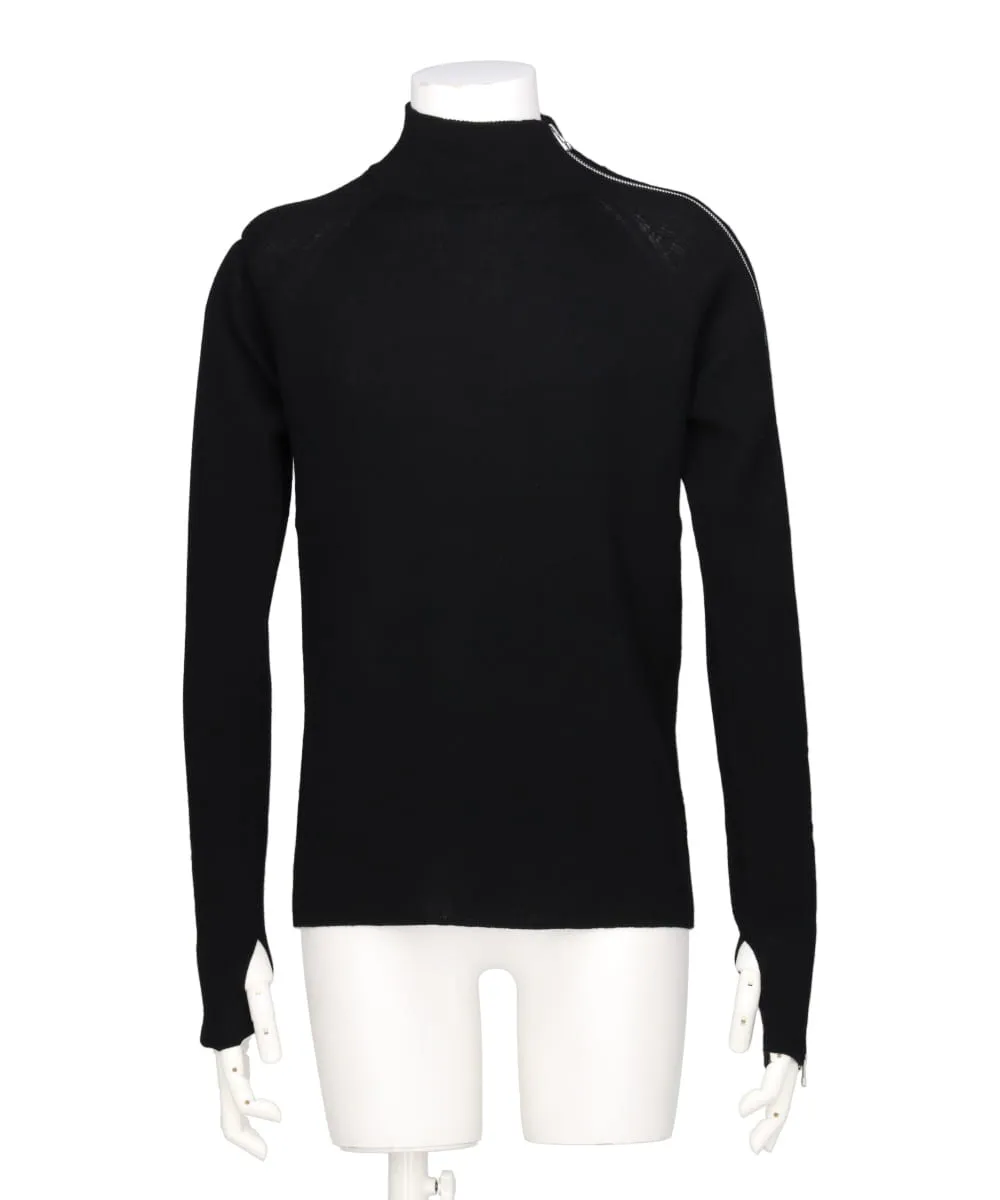 ZIPPED SLEEVE MOCK NECK SWEATER