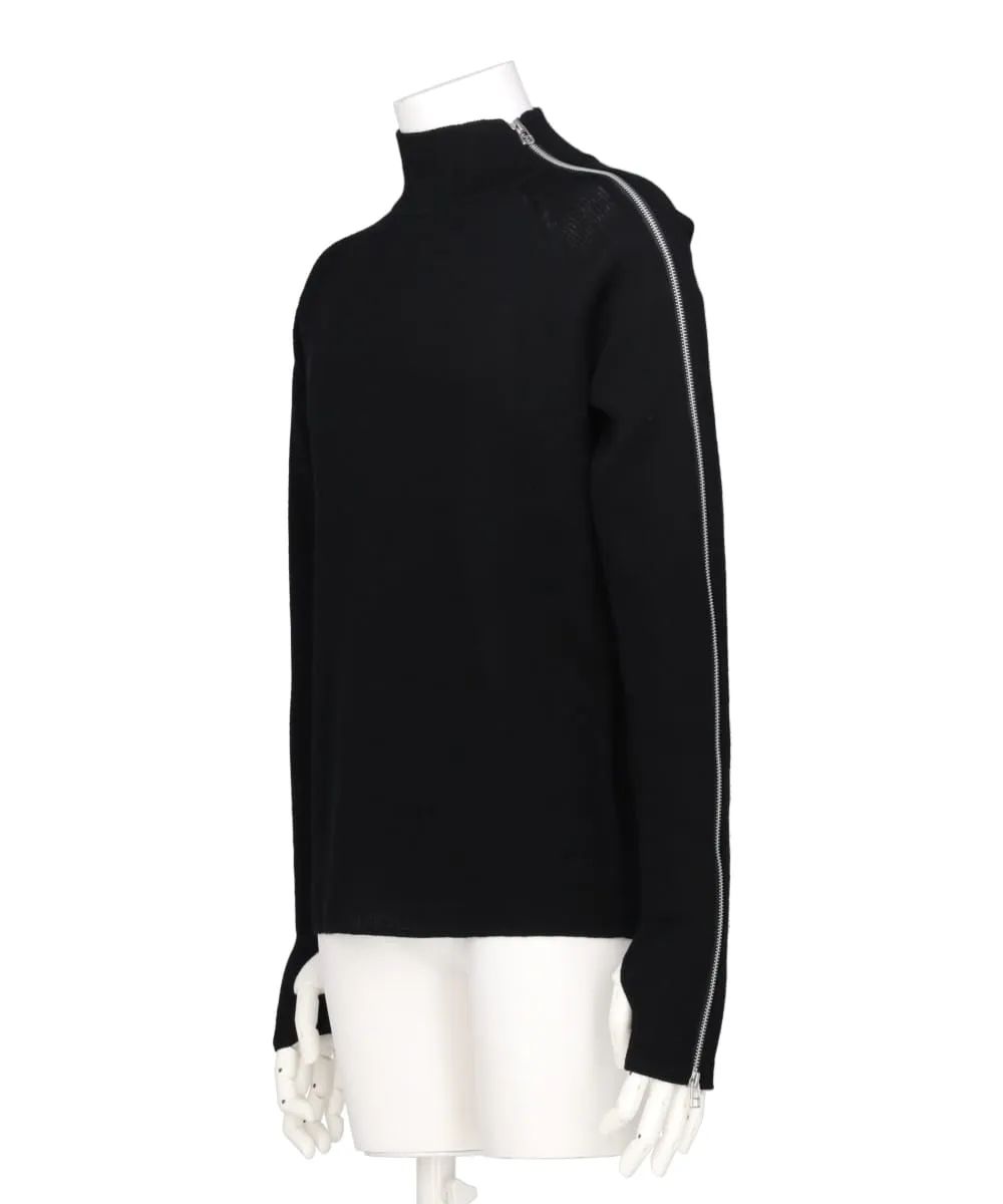 ZIPPED SLEEVE MOCK NECK SWEATER