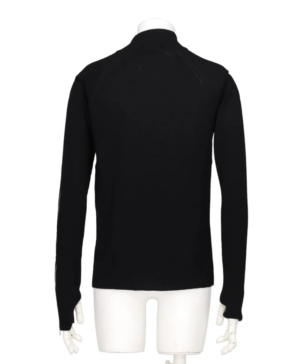 ZIPPED SLEEVE MOCK NECK SWEATER