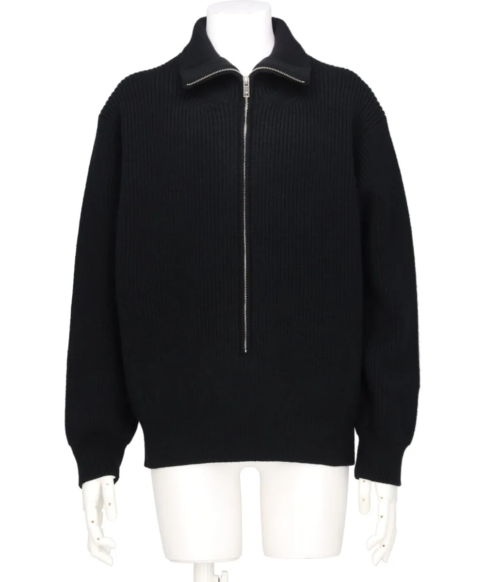 3/4 FRONT ZIP HIGHNECK RIB SWEATER