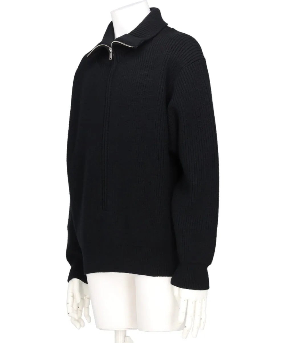 3/4 FRONT ZIP HIGHNECK RIB SWEATER