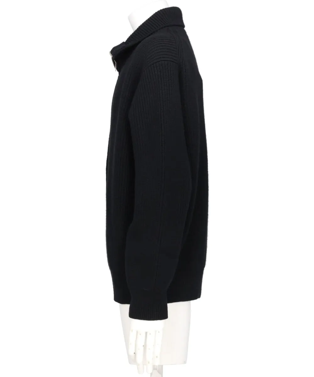 3/4 FRONT ZIP HIGHNECK RIB SWEATER