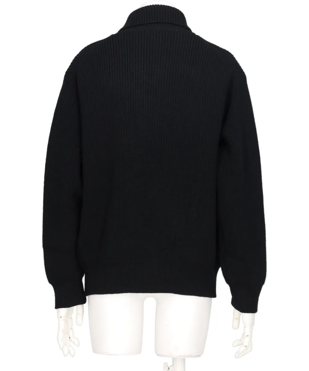 3/4 FRONT ZIP HIGHNECK RIB SWEATER