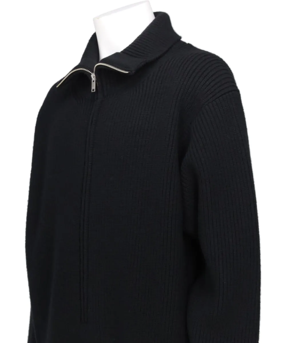 3/4 FRONT ZIP HIGHNECK RIB SWEATER