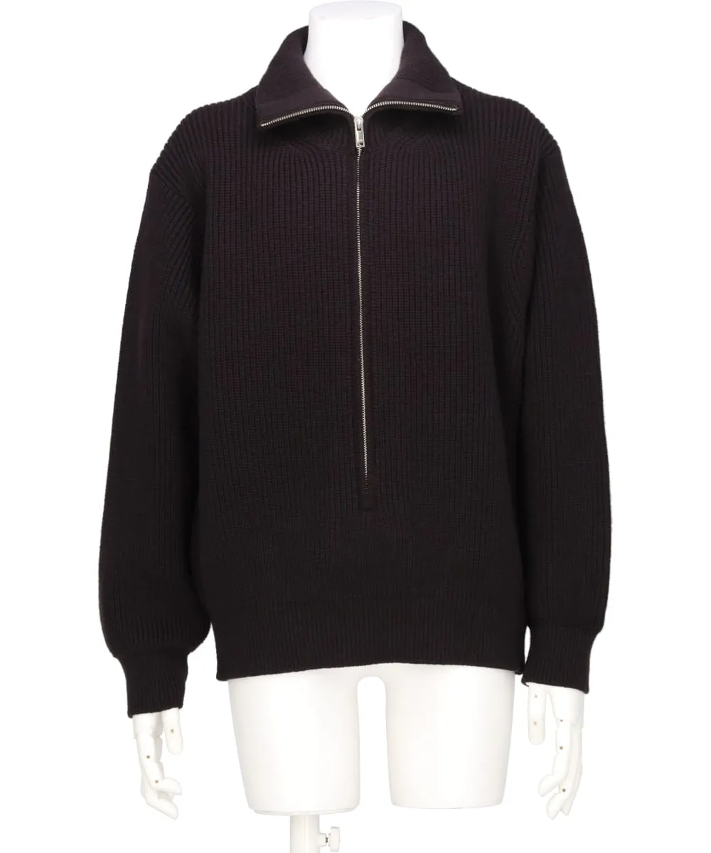 3/4 FRONT ZIP HIGHNECK RIB SWEATER