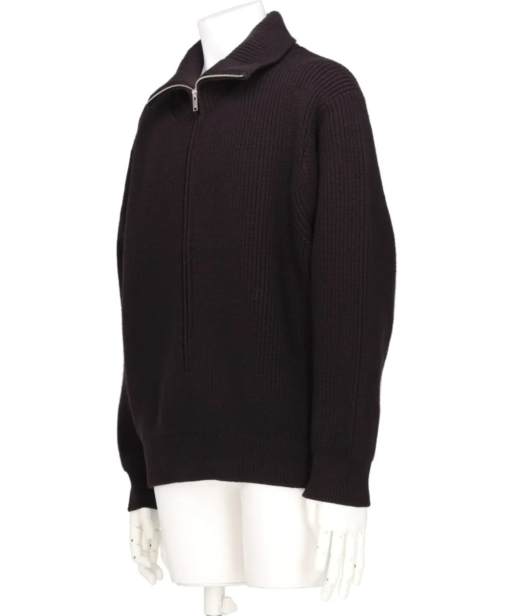 3/4 FRONT ZIP HIGHNECK RIB SWEATER