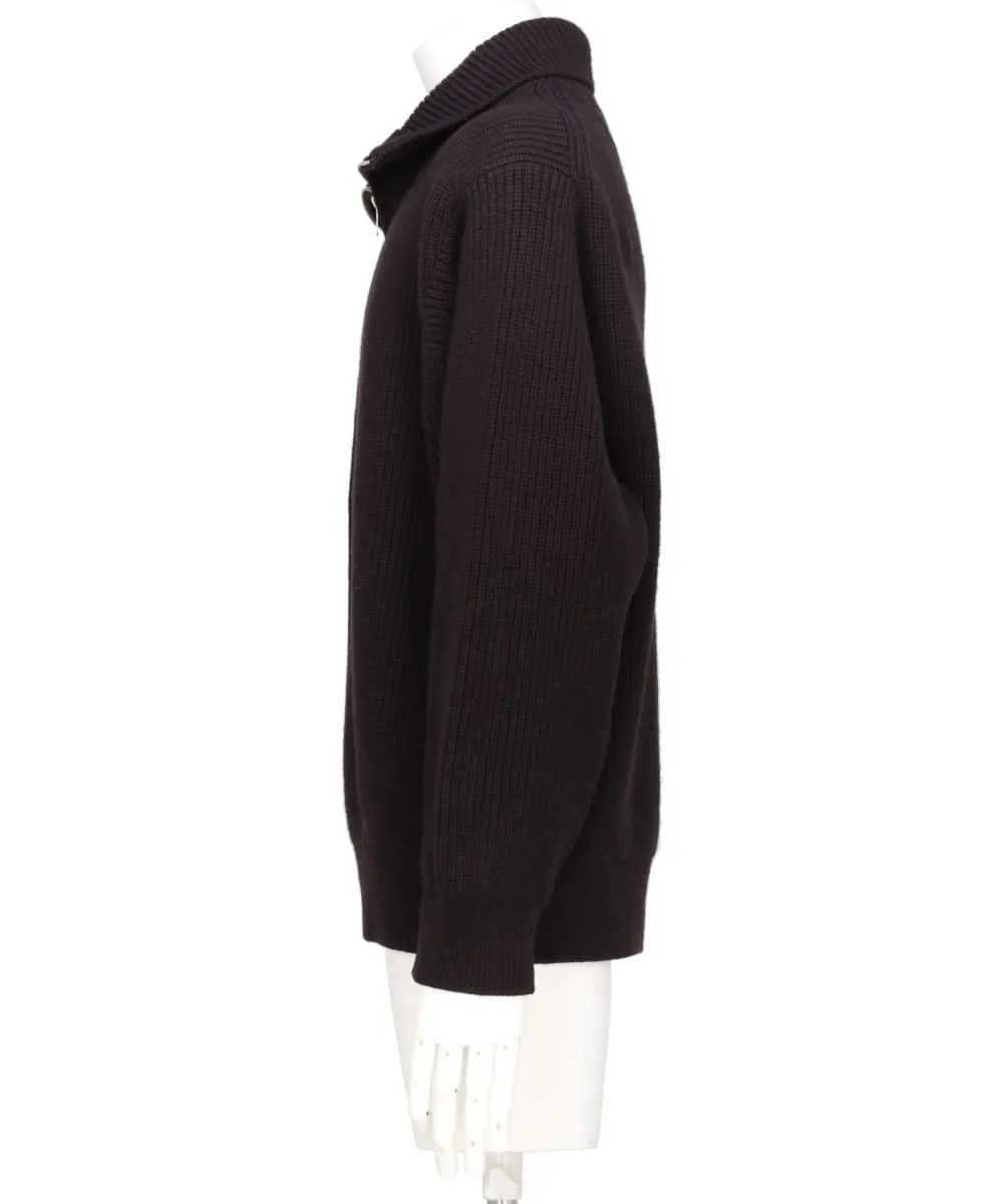 3/4 FRONT ZIP HIGHNECK RIB SWEATER