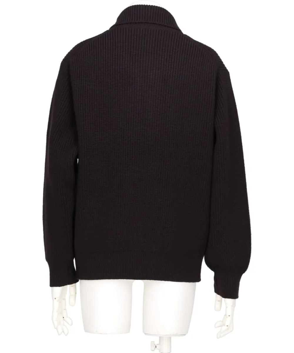 3/4 FRONT ZIP HIGHNECK RIB SWEATER