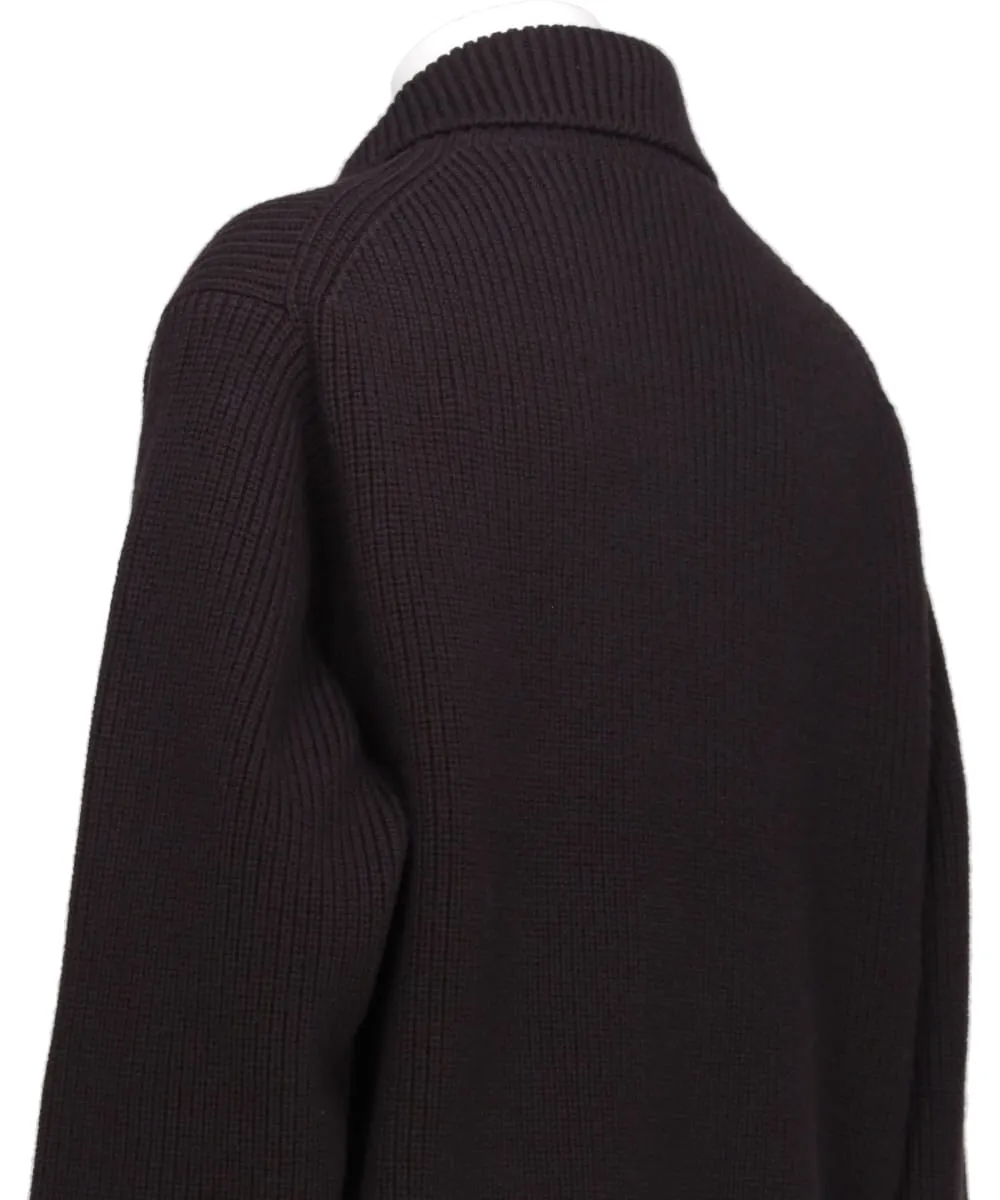 3/4 FRONT ZIP HIGHNECK RIB SWEATER