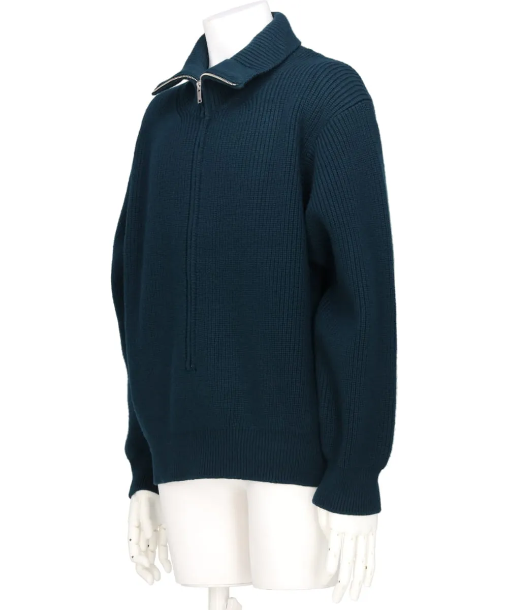 3/4 FRONT ZIP HIGHNECK RIB SWEATER