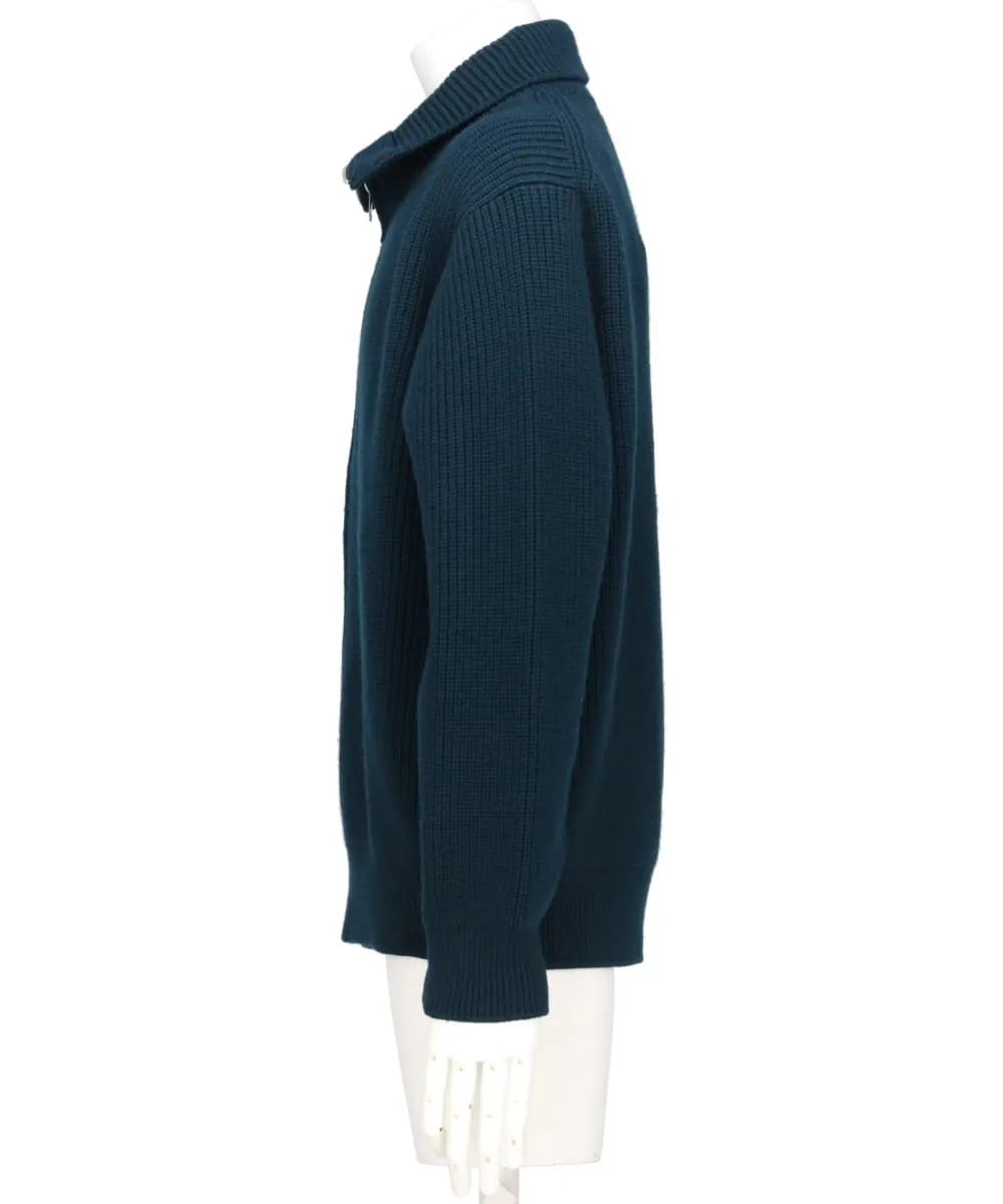 3/4 FRONT ZIP HIGHNECK RIB SWEATER