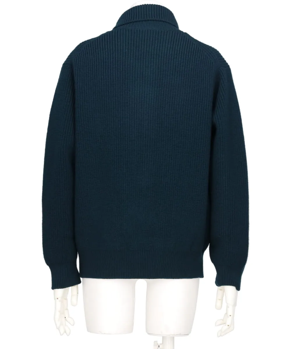 3/4 FRONT ZIP HIGHNECK RIB SWEATER