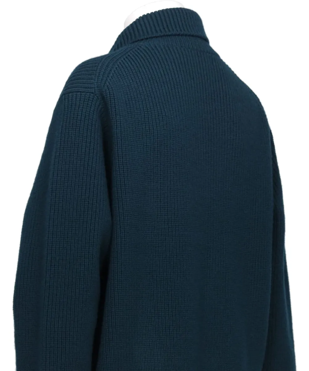 3/4 FRONT ZIP HIGHNECK RIB SWEATER