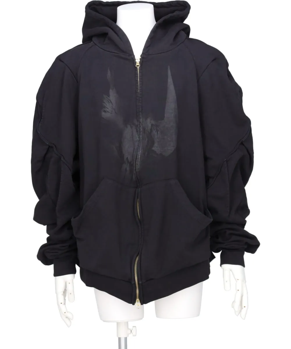 YUGAMI SLEEVE PARKA PIGEON PRINT