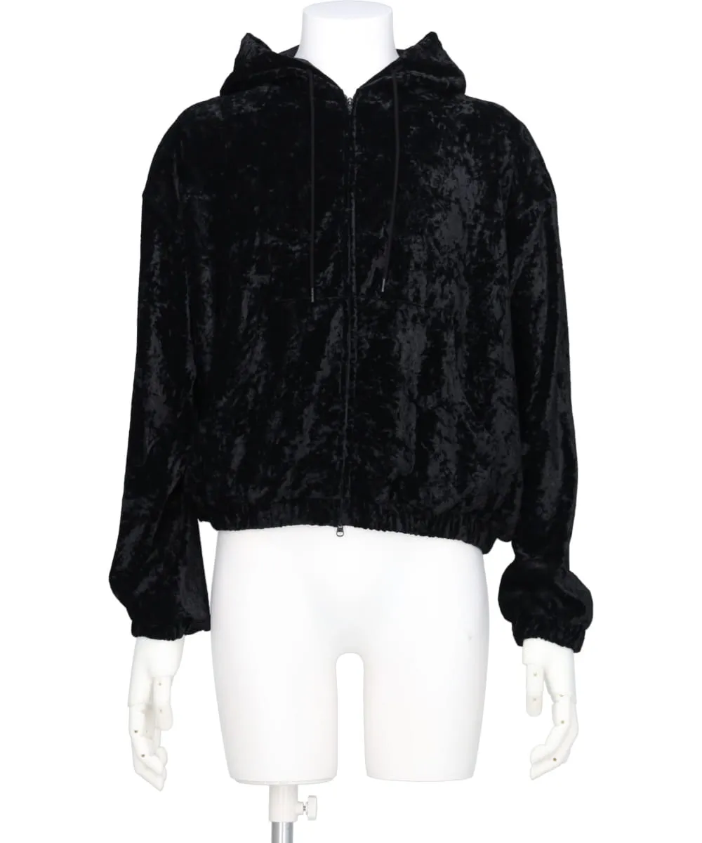 CRUSHED VELVET ZIP-UP HOODIE