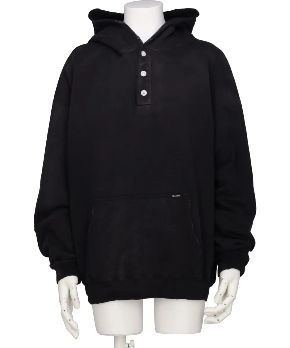 DISTRESSED HENRY NECK HOODIE