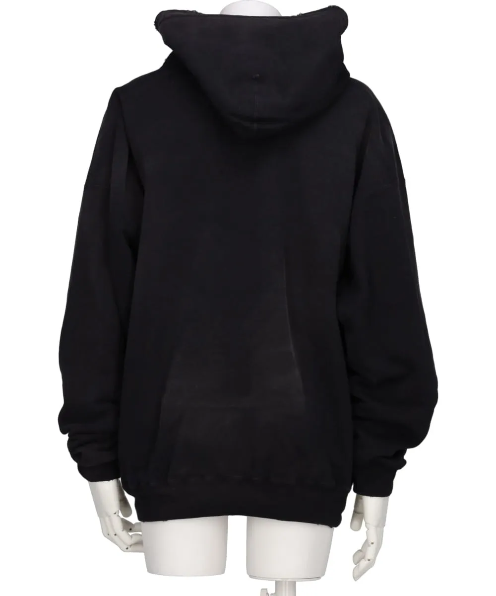 DISTRESSED HENRY NECK HOODIE