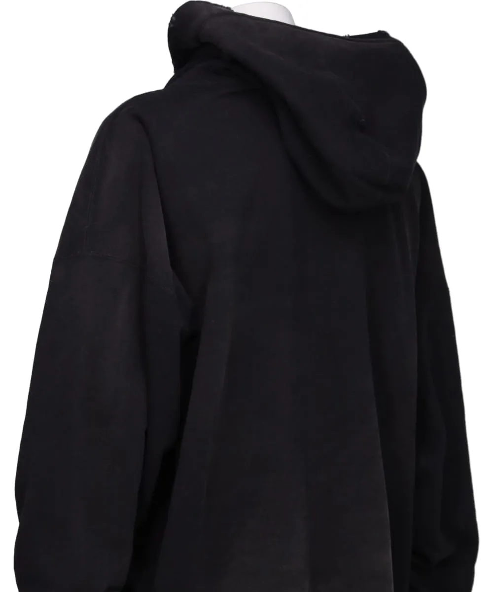 DISTRESSED HENRY NECK HOODIE