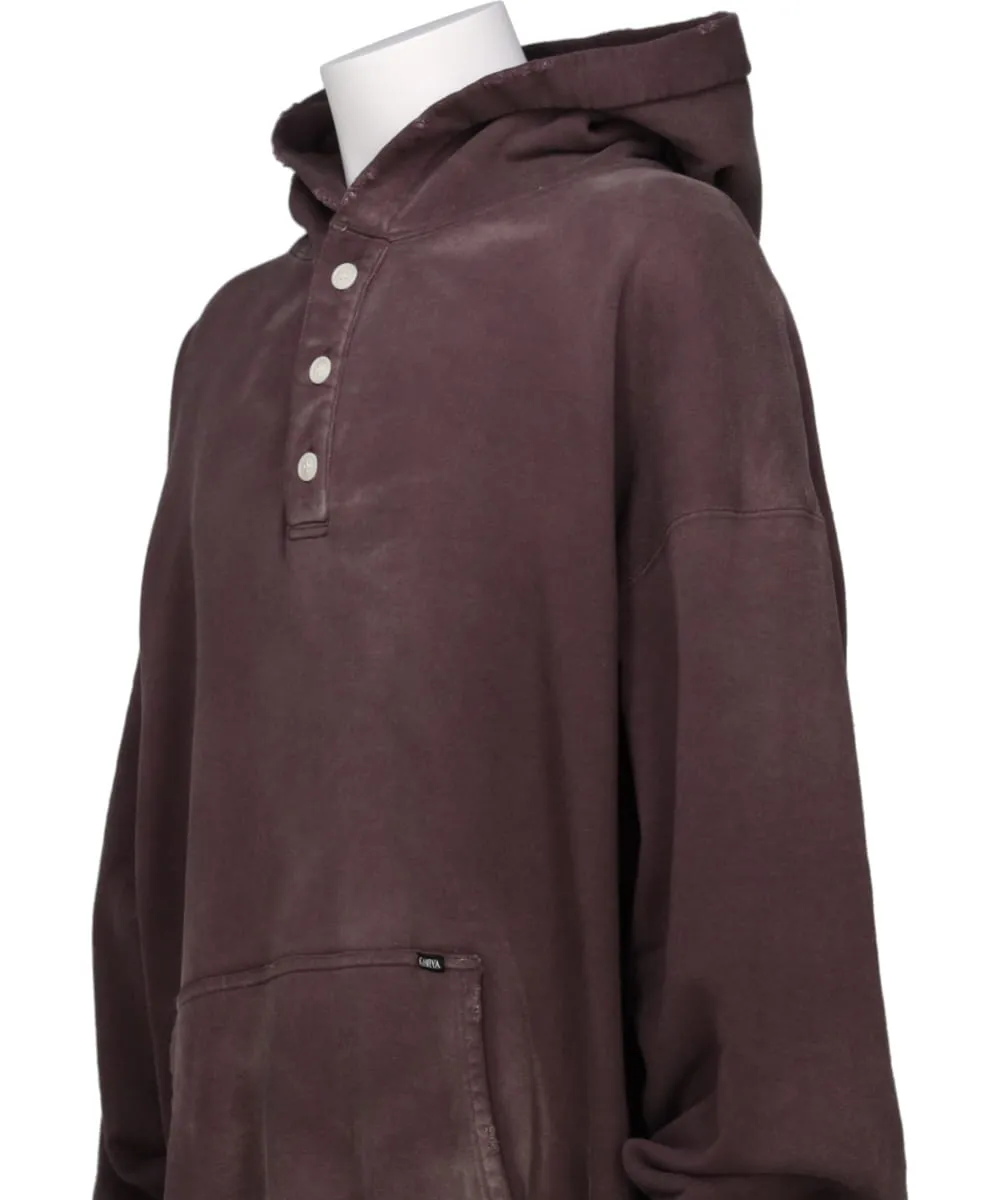 DISTRESSED HENRY NECK HOODIE