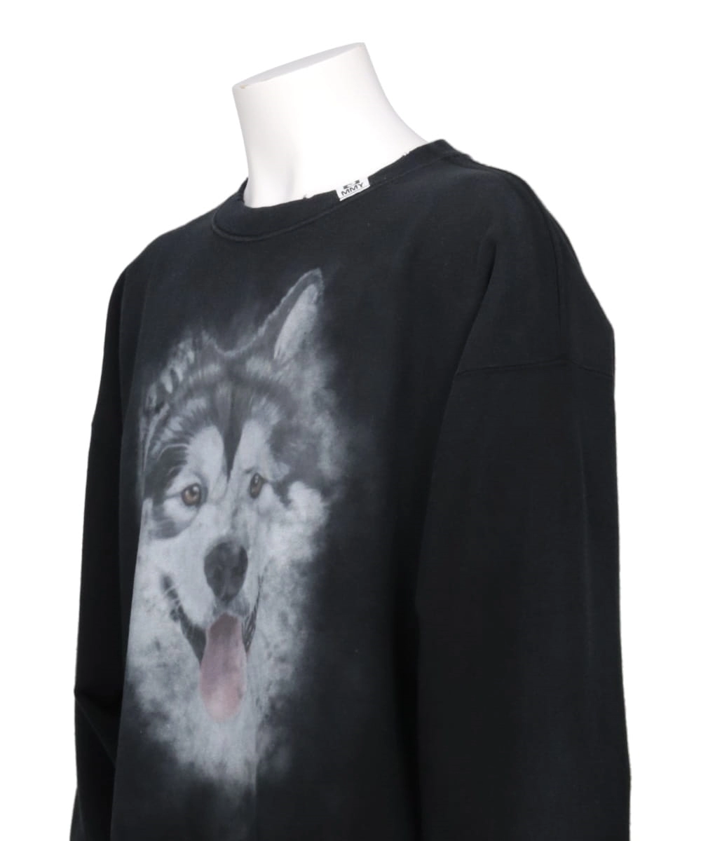 DISTRESSED DOG PRINTED PULLOVER