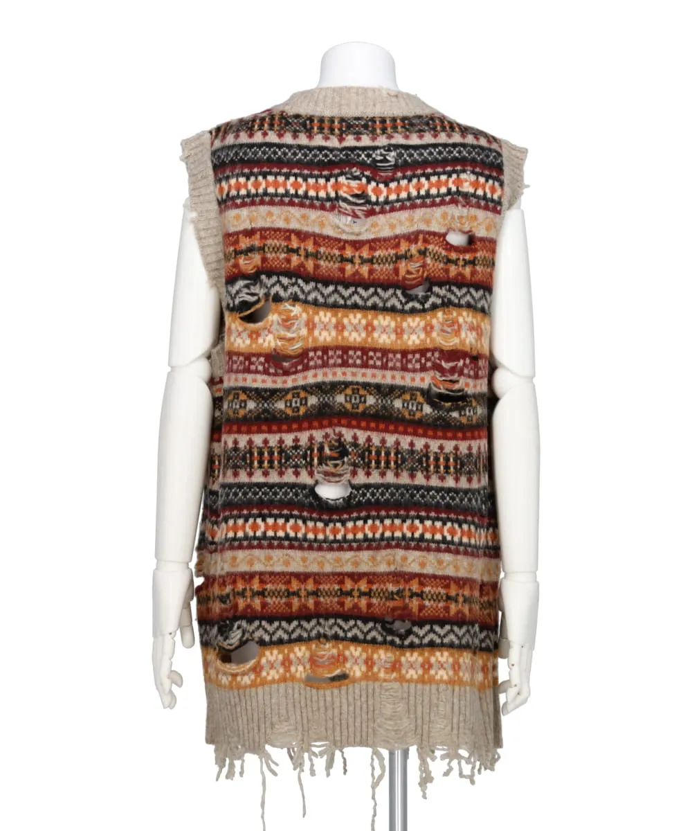 OVERSIZED FAIR-ISLE KNIT VEST