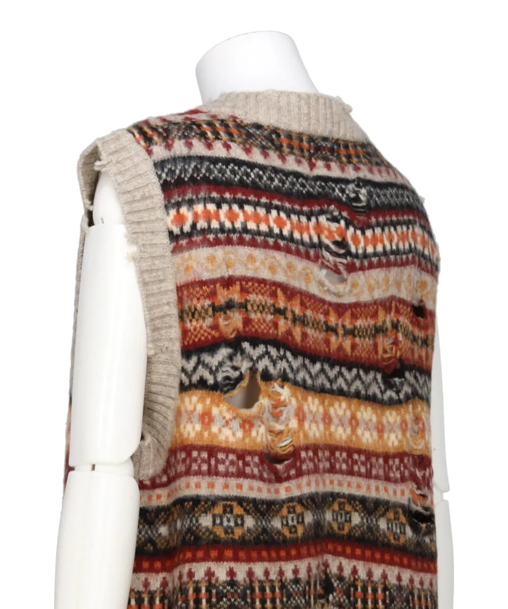 OVERSIZED FAIR-ISLE KNIT VEST