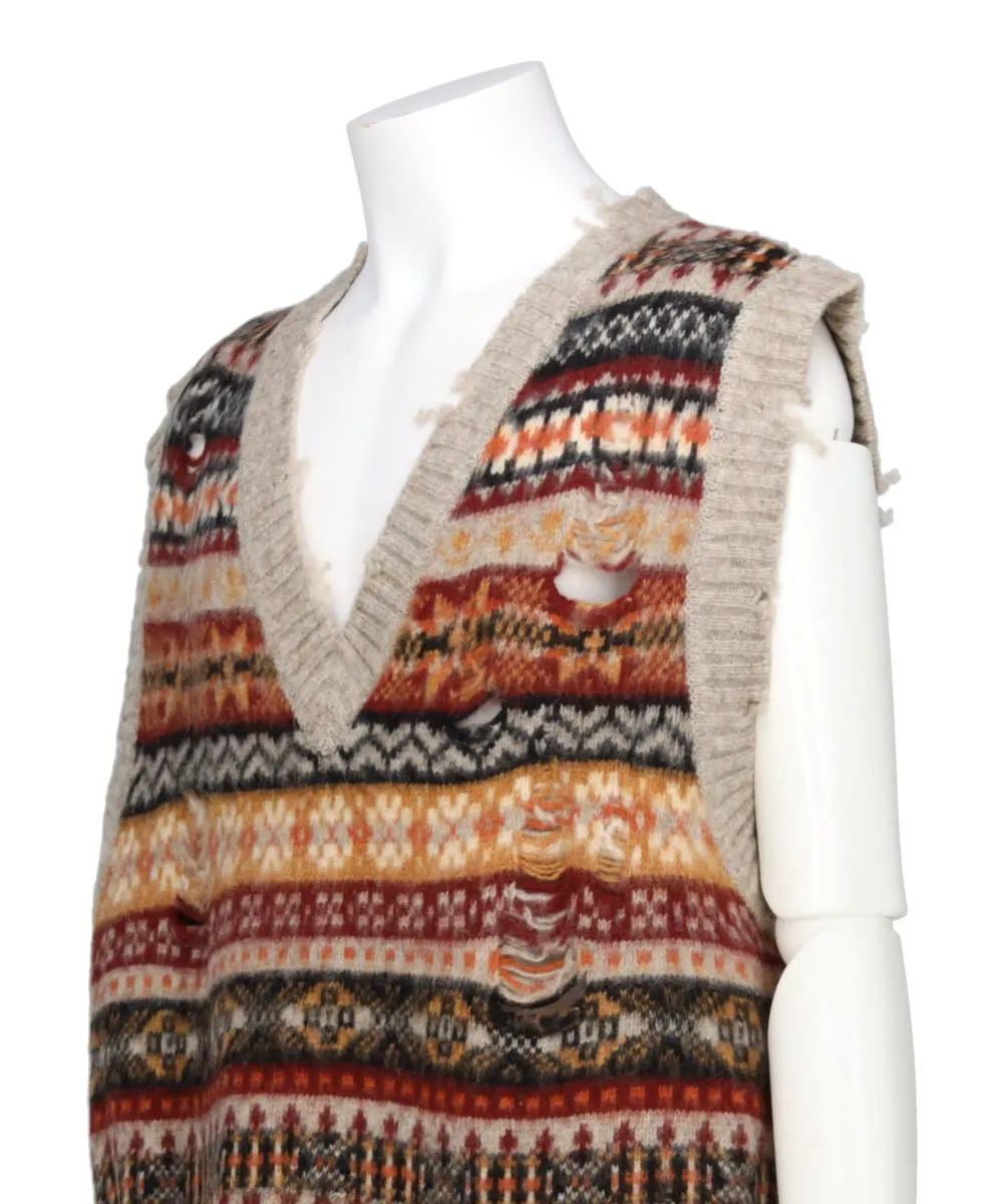 OVERSIZED FAIR-ISLE KNIT VEST