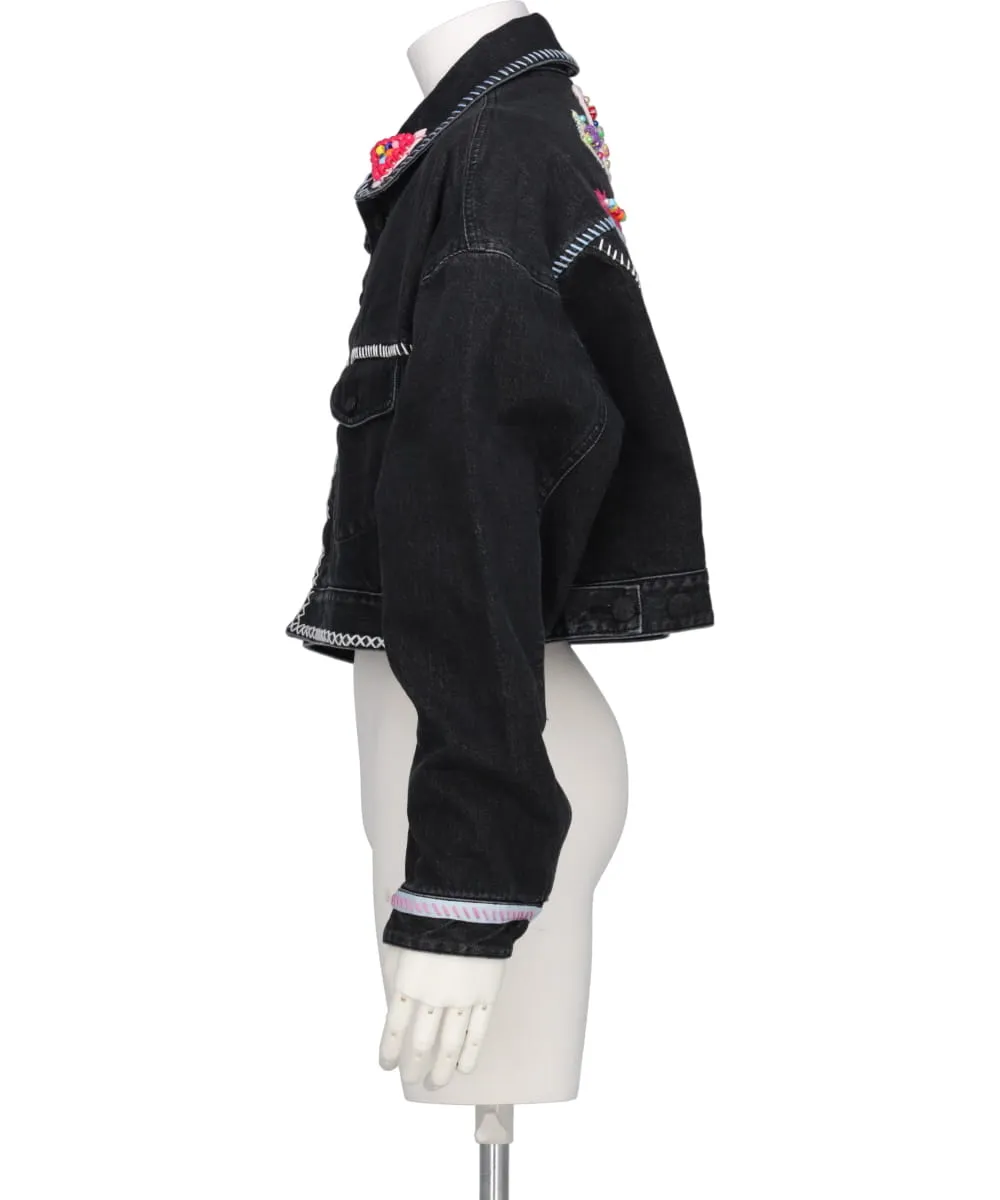 BEADS HAND DRAWING DENIM JACKET