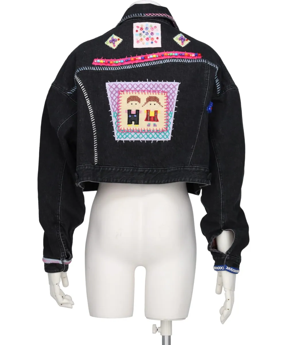 BEADS HAND DRAWING DENIM JACKET