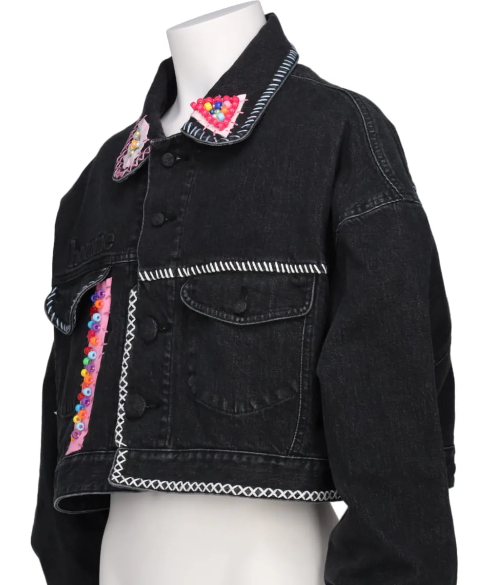 BEADS HAND DRAWING DENIM JACKET