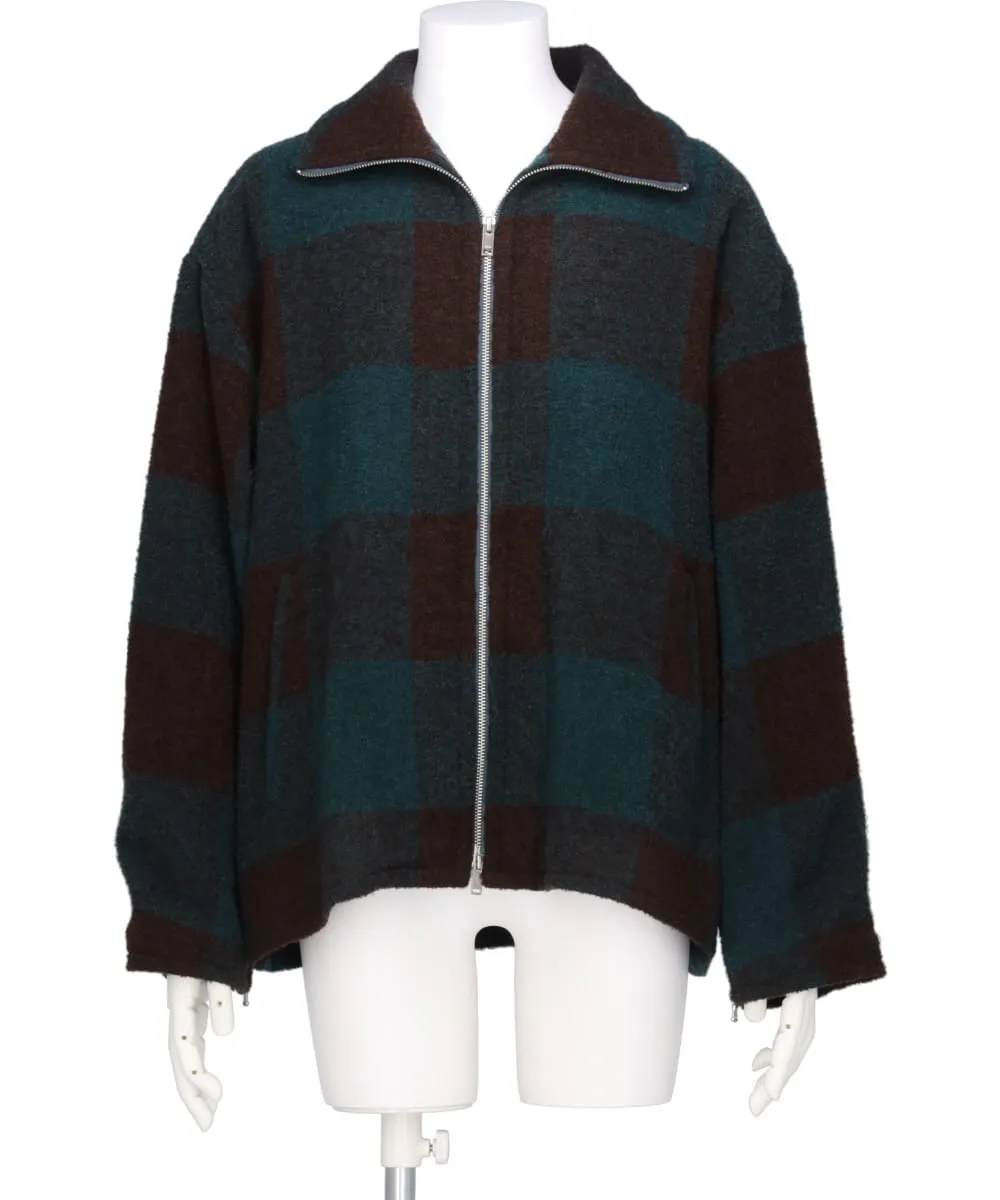 BUFFALO PLAID STAND COLLAR ZIP BLOUSON