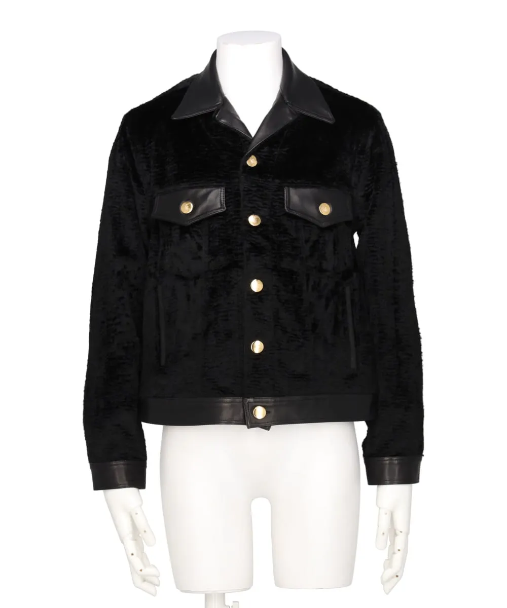 FAUX ASTRAKAN SPREAD COLLAR JACKET