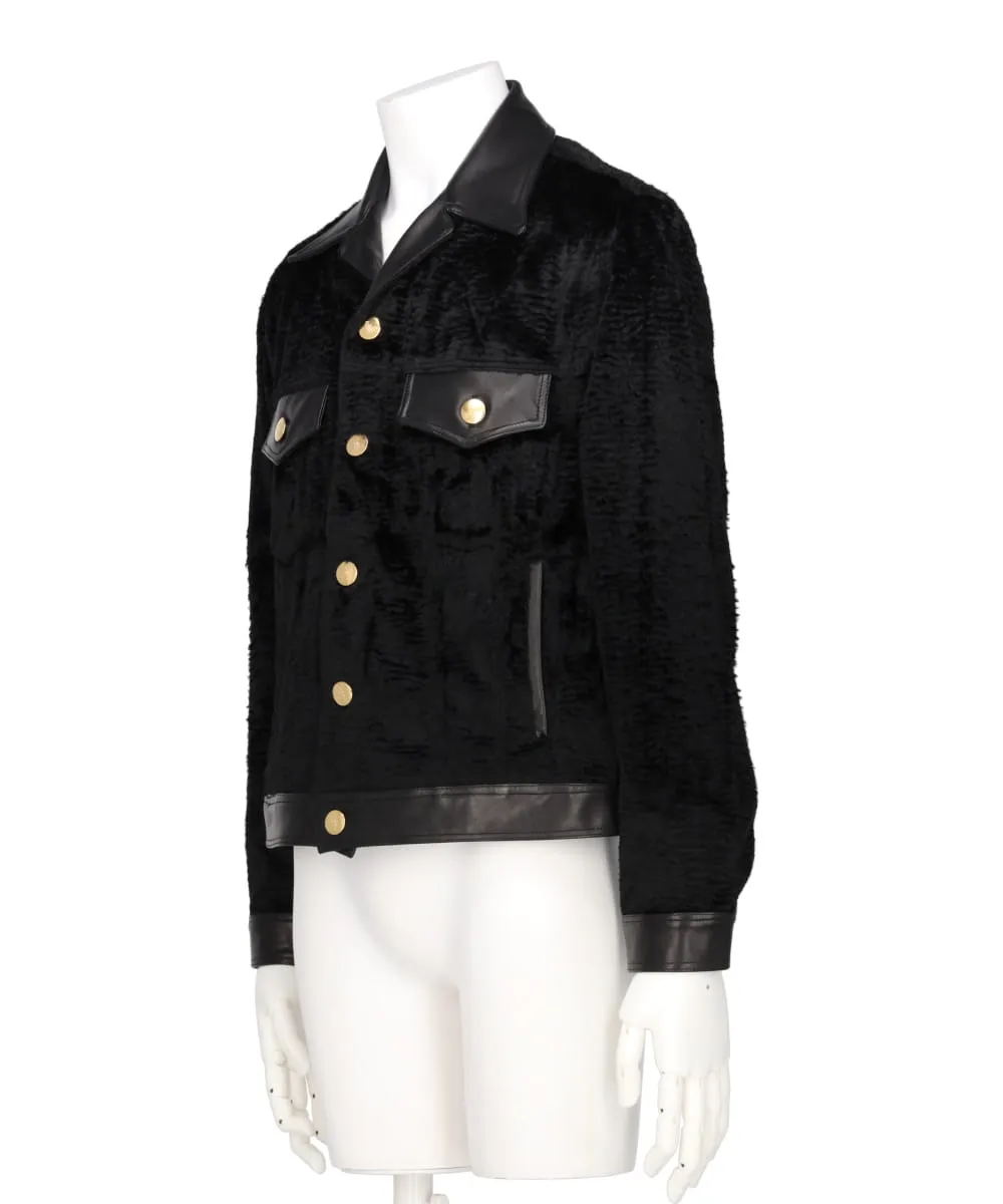 FAUX ASTRAKAN SPREAD COLLAR JACKET