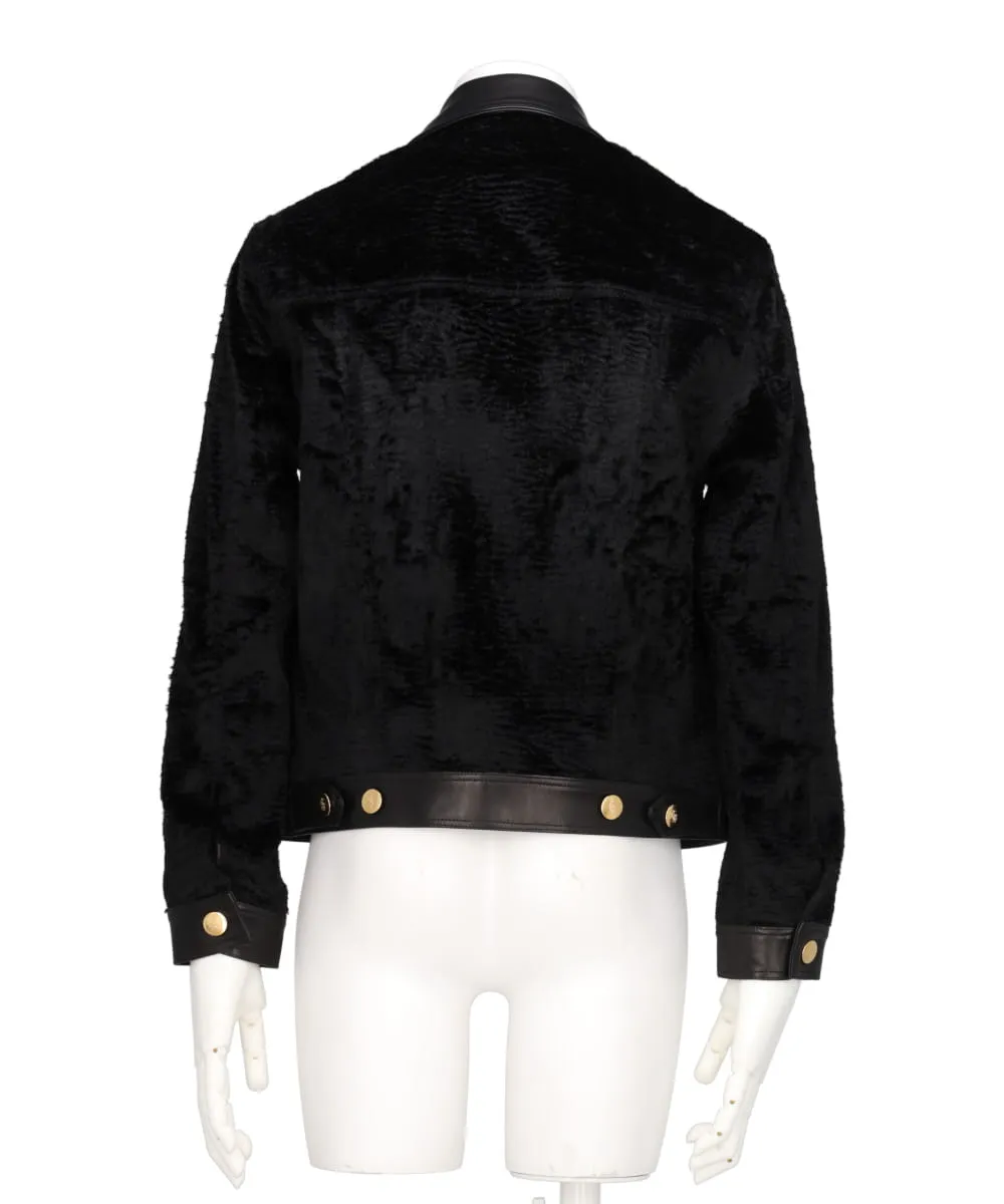 FAUX ASTRAKAN SPREAD COLLAR JACKET