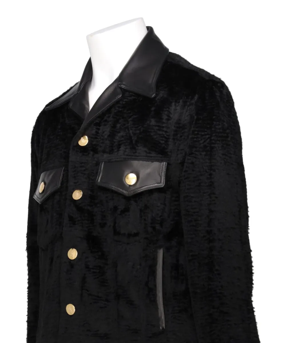 FAUX ASTRAKAN SPREAD COLLAR JACKET