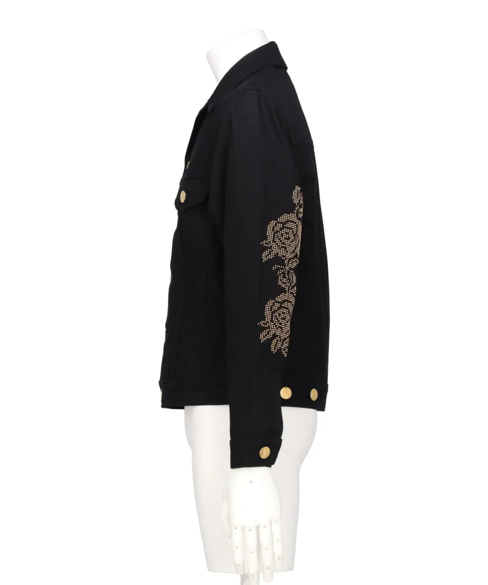 ROSE STUDDED SPREAD COLLAR JACKET