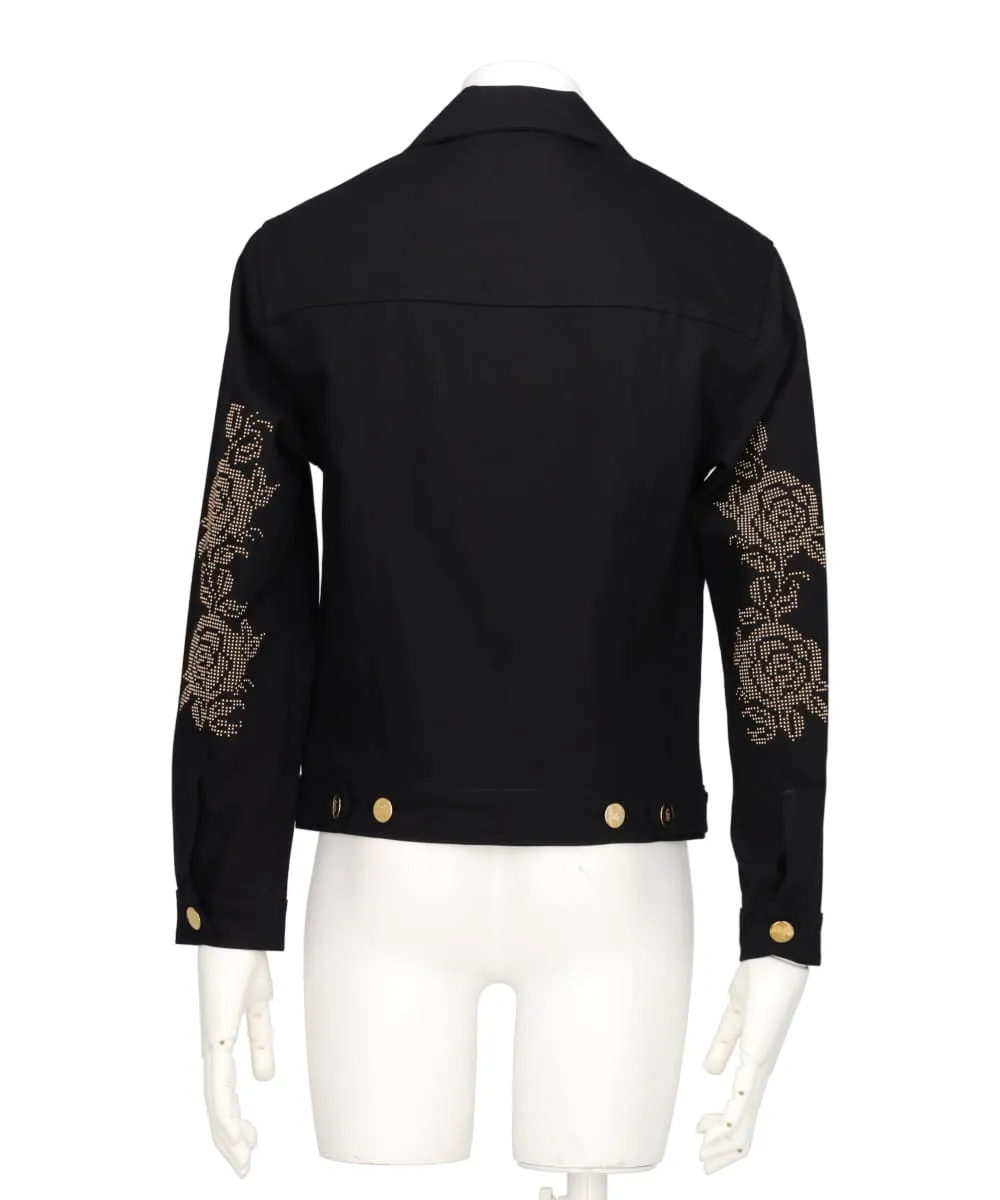 ROSE STUDDED SPREAD COLLAR JACKET